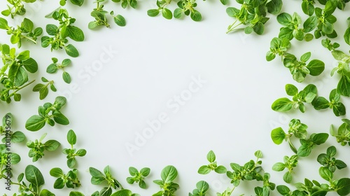 Fresh Oregano Leaves in Circular Frame