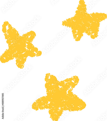 Crayon children elements: star, heart, leaf, clouds, eggs isolated on white background