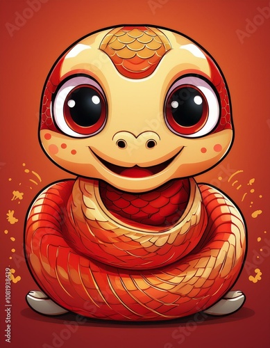 cute small snake, red and gold color photo