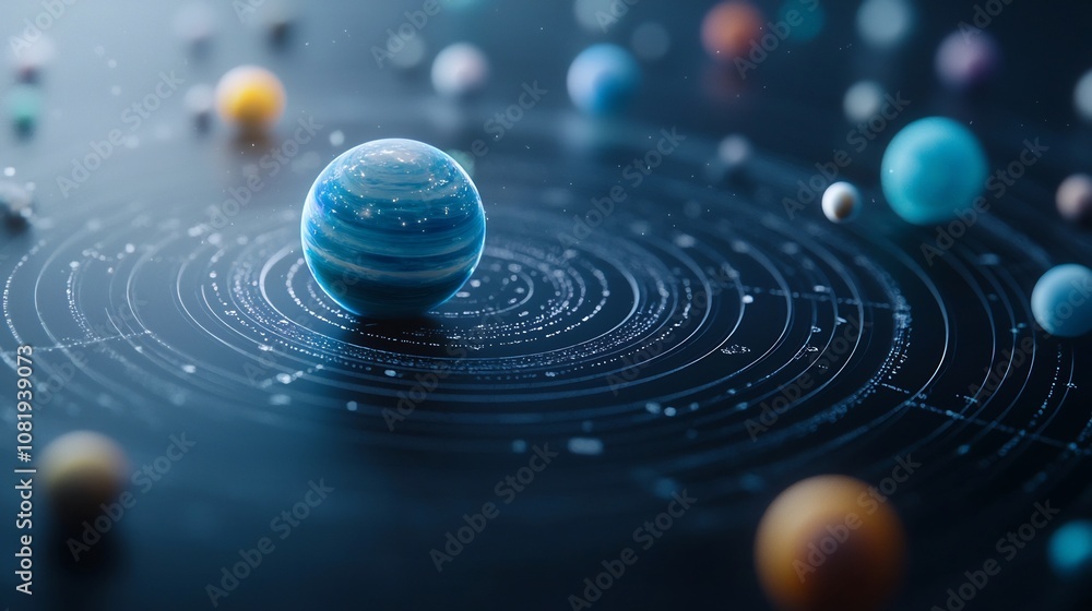 Futuristic 3D Holographic Projection of an Interactive Planetary Solar System Futuristic 3D Holographic Projection of an Interactive Planetary Solar System