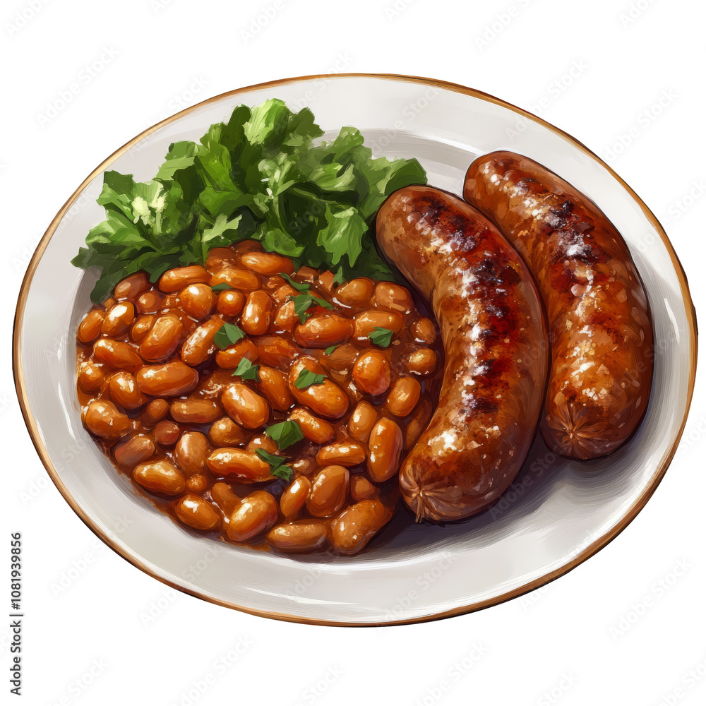 Baked Beans and Sausages Transparent Illustration Baked Beans and Sausages Transparent Illustration