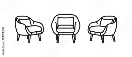 Sofa icon set. sofa icon illustration with any angle position
