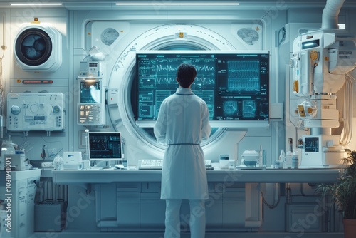 Wallpaper Mural A doctor in a smart clinic that uses artificial intelligence technology to diagnose patients. Generative AI Torontodigital.ca