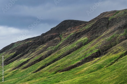 Mountain landscape with lush green slopes