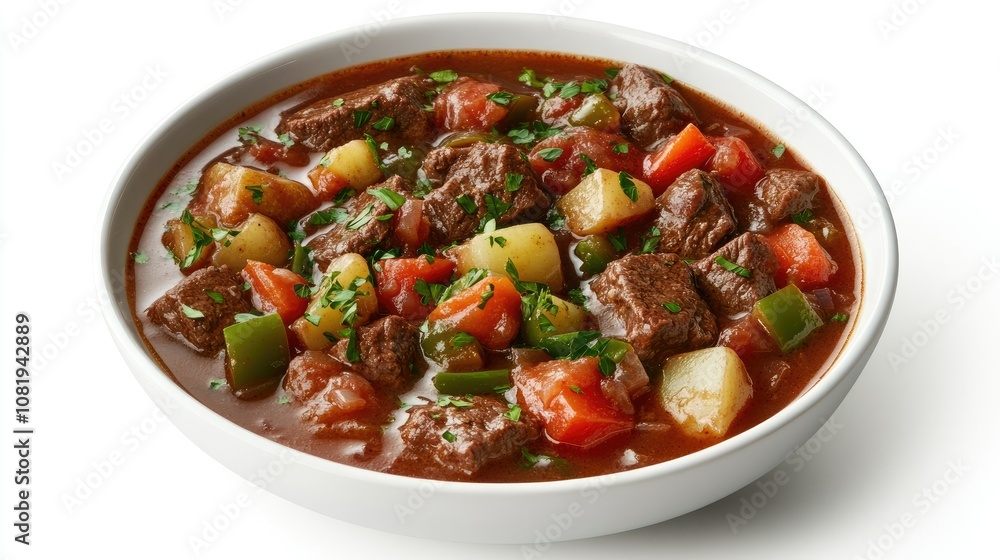 Delicious Beef Stew in a White Bowl Delicious Beef Stew in a White Bowl