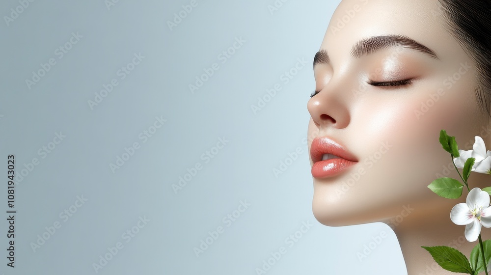 Elegant Half Body Portrait of a Serene Woman Elegant Half Body Portrait of a Serene Woman