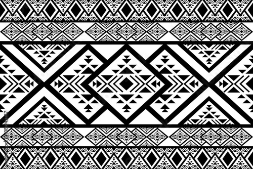 seamless pattern Geometric, Ethnic pattern, Native American tribal fabric,tile, carpet ,vector, illustration design on black and white background