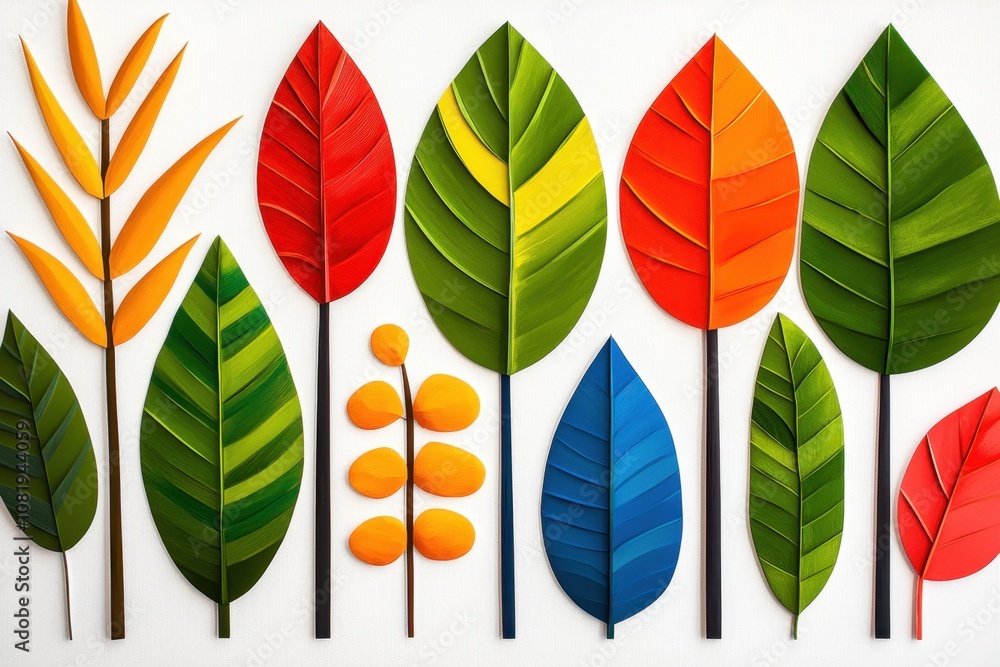 Naklejka premium Colorful leaf art display studio decorative elements indoor close-up nature inspiration