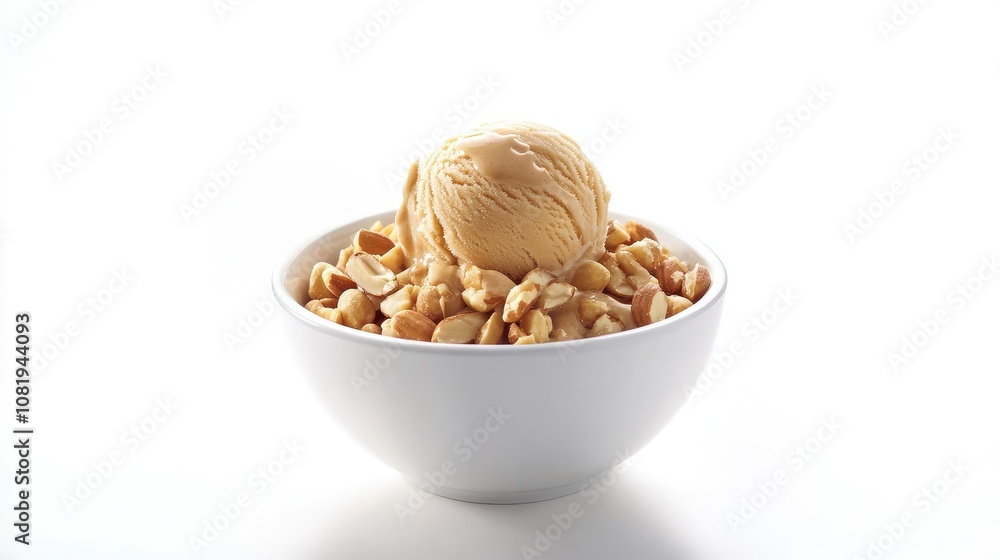 Single Scoop of Ice Cream in a White Bowl Single Scoop of Ice Cream in a White Bowl