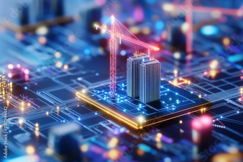 Ai-driven construction design optimization urban environment digital rendering modern aesthetics