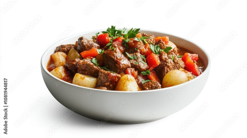 Hearty Beef Stew in a White Bowl Hearty Beef Stew in a White Bowl