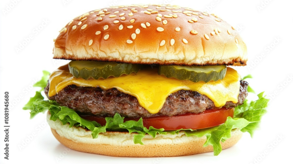 Close-up View of a Delicious Cheeseburger with Lettuce Close-up View of a Delicious Cheeseburger with Lettuce