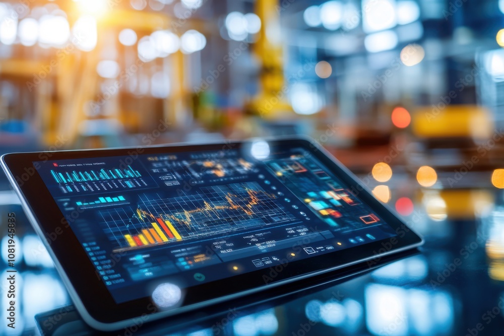 Ai-enhanced construction scheduling with digital tablet display industrial site technology insights modern workspace close-up view innovative solutions Ai-enhanced construction scheduling with digital tablet display industrial site technology insights modern workspace close-up view innovative solutions
