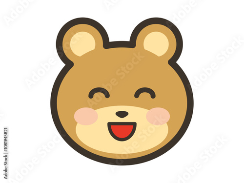 満面の笑顔のかわいいくまさんの顔イラスト