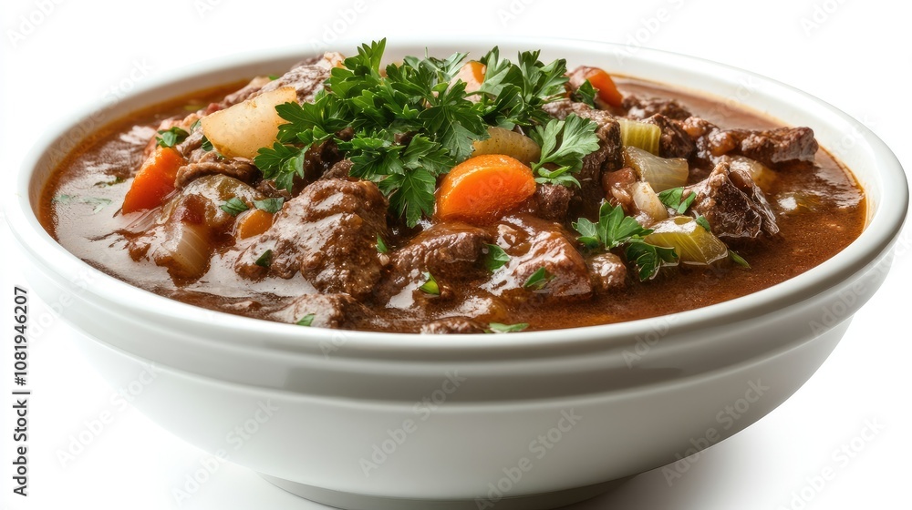 Hearty Beef Stew with Fresh Vegetables in a Bowl Hearty Beef Stew with Fresh Vegetables in a Bowl