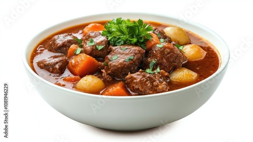 Hearty Bowl of Beef Stew with Fresh Vegetables