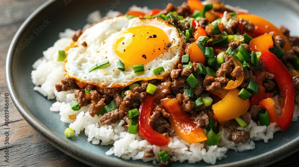 Stir Fried Beef with Bell Peppers and Fried Egg Stir Fried Beef with Bell Peppers and Fried Egg