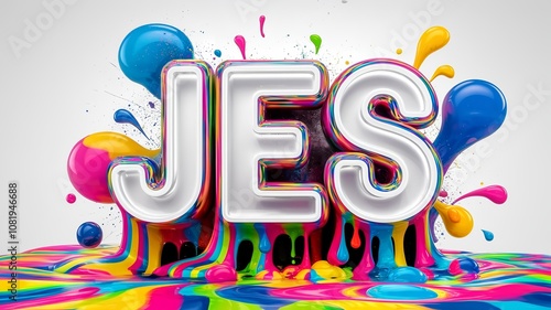 A masterpiece conveying the name “JES” in a mesmerizing, dripping and melting style photo