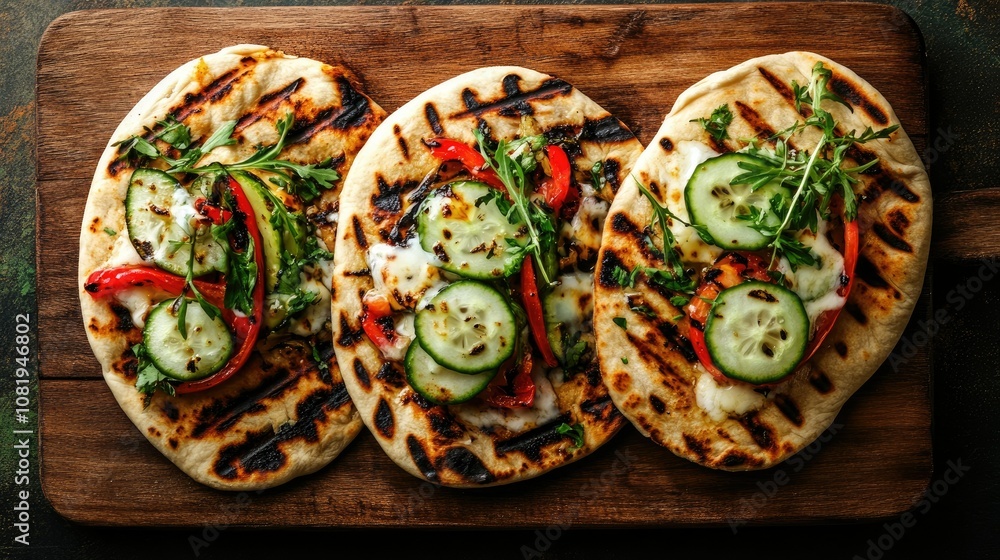 Grilled Flatbreads with Fresh Vegetables and Cheese Grilled Flatbreads with Fresh Vegetables and Cheese
