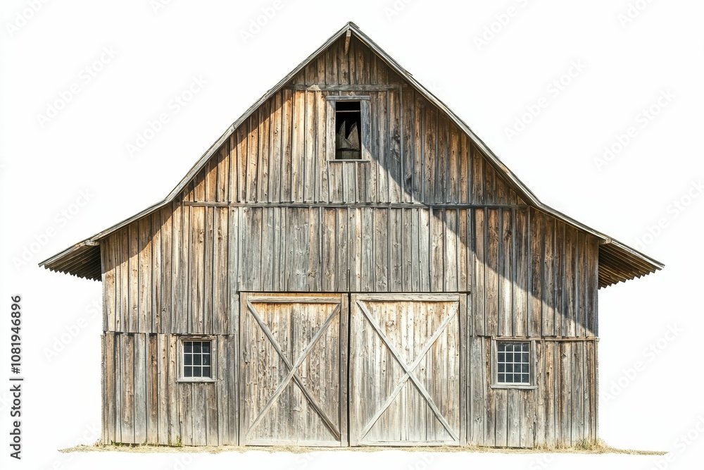 Old rustic wooden barn with double doors. Old rustic wooden barn with double doors.