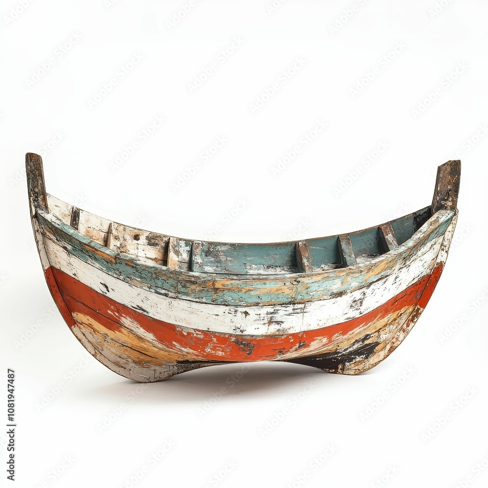 Old, weathered wooden boat isolated on white. Old, weathered wooden boat isolated on white.