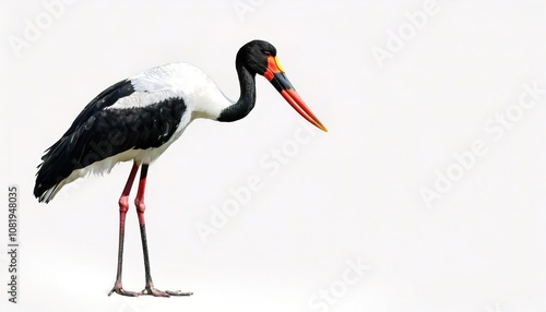 African saddle billed stork - Ephippiorhynchus senegalensis - are large, long legged, long necked wading birds with long, stout bills.  they use soaring, gliding flight, which conserves energy