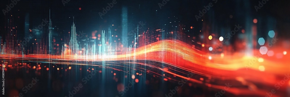 Abstract background with glowing lines and luminous particles in vibrant colors, creating a sense of movement and energy in a digital landscape. Abstract background with glowing lines and luminous particles in vibrant colors, creating a sense of movement and energy in a digital landscape.