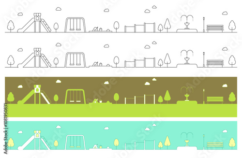 公園ベクターイラスト（背景・バックグラウンド）