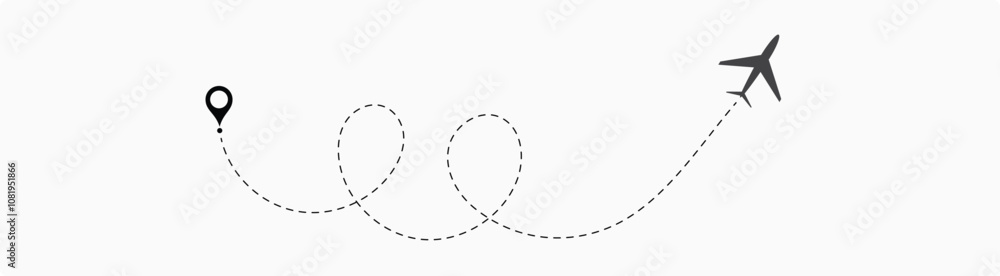 Airplane dotted route line set. Path travel line shapes. Flight route Airplane dotted route line set. Path travel line shapes. Flight route