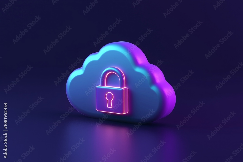 Cloud Storage with a Padlock Symbol: Minimalistic cloud icon with a padlock, symbolizing secure data storage, designed in a clean, tech-friendly style. Cloud Storage with a Padlock Symbol: Minimalistic cloud icon with a padlock, symbolizing secure data storage, designed in a clean, tech-friendly style.