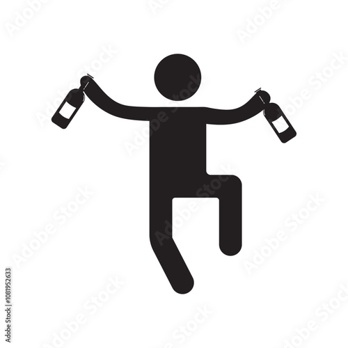 vector flat icon of drunk person walking