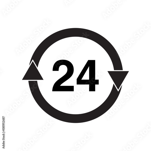 24 hour service flat icon vector