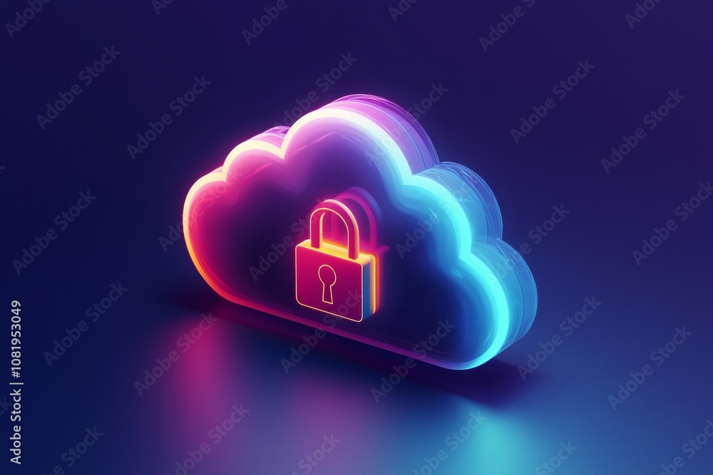 Cloud Storage with a Padlock Symbol: Minimalistic cloud icon with a padlock, symbolizing secure data storage, designed in a clean, tech-friendly style. Cloud Storage with a Padlock Symbol: Minimalistic cloud icon with a padlock, symbolizing secure data storage, designed in a clean, tech-friendly style.