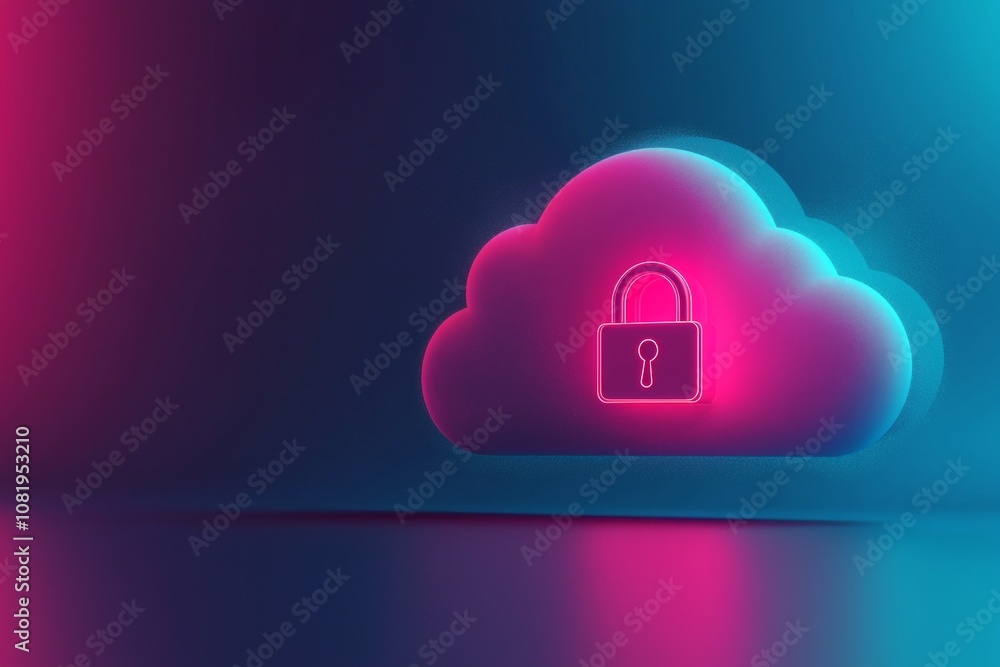 Cloud Storage with a Padlock Symbol: Minimalistic cloud icon with a padlock, symbolizing secure data storage, designed in a clean, tech-friendly style. Cloud Storage with a Padlock Symbol: Minimalistic cloud icon with a padlock, symbolizing secure data storage, designed in a clean, tech-friendly style.