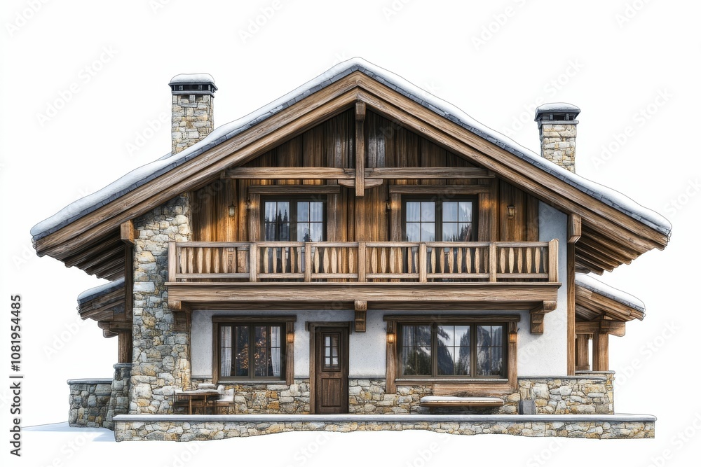 Stone and wood chalet in the snow. Stone and wood chalet in the snow.