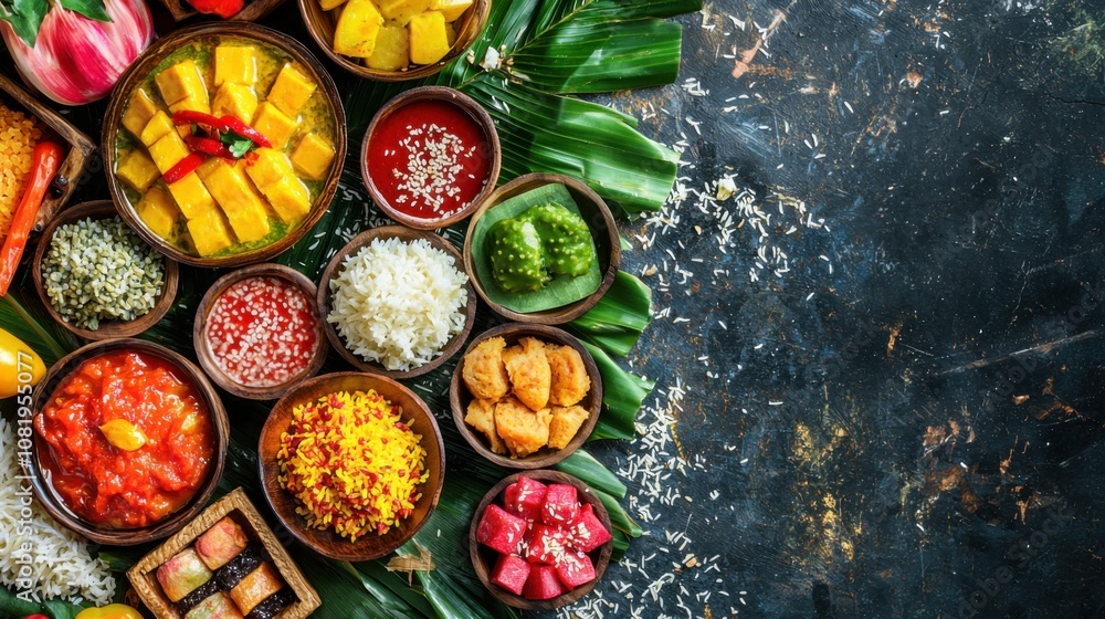 Vibrant Display of Colorful Asian Cuisine Platter Vibrant Display of Colorful Asian Cuisine Platter