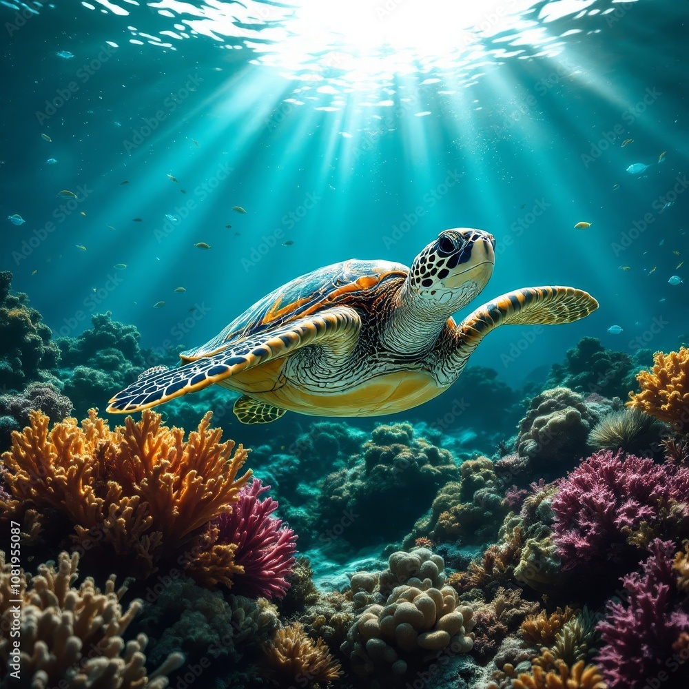 Fototapeta premium Swimming turtle