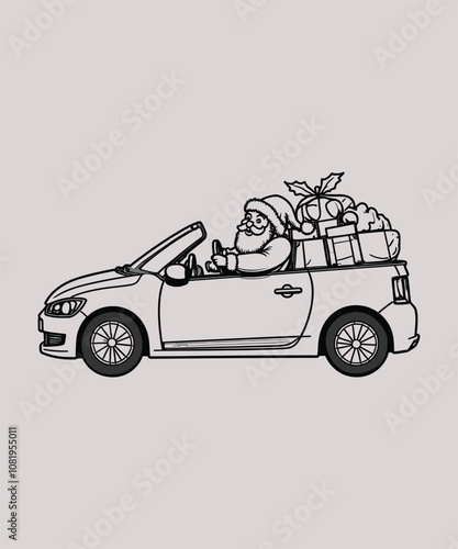 PrintCar with Christmas Tree and .A truck with a Christmas tree in the black Vector, styled in a way reminiscent of Christma