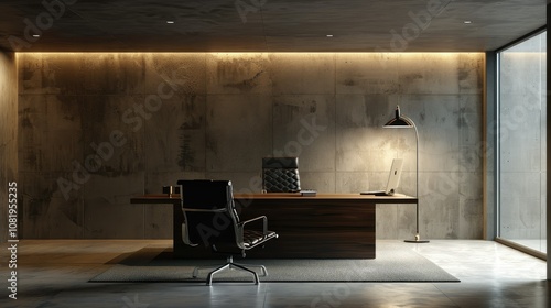 Wallpaper Mural Minimalist office interior with ergonomic furniture and soft lighting Torontodigital.ca
