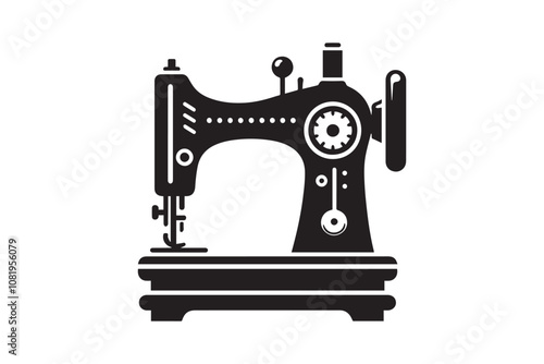 sewing machine vector silhouette isolated in white background