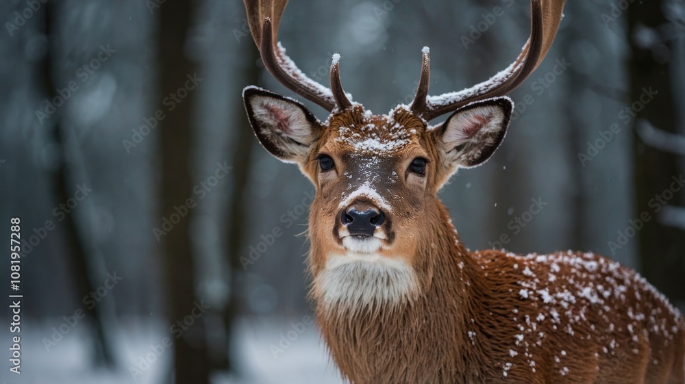 Fototapeta premium christmas_portrait_of_a_deer_rudolph