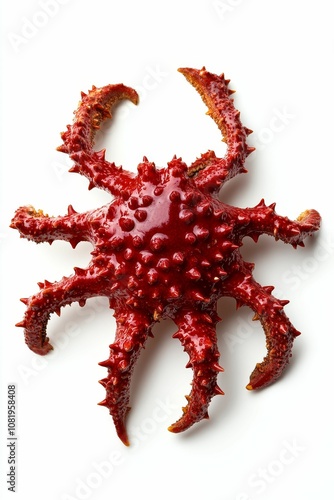 Spiky red crab on white background. photo