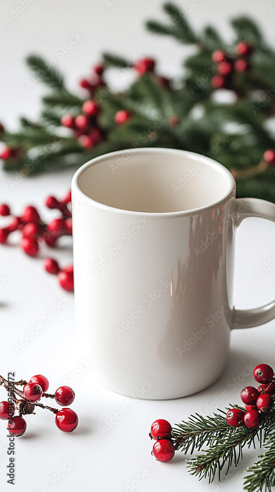 White ceramic tea mug mockup with Santa toy, winter x-mas decorations and copy space for your imprint. Front view 10oz cup background for Christmas promotional content
White ceramic tea mug mockup with Santa toy, winter x-mas decorations and copy space for your imprint. Front view 10oz cup background for Christmas promotional content
