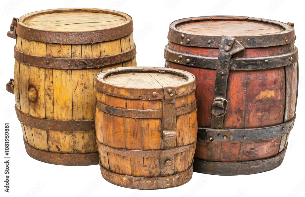 Fototapeta premium wooden barrel isolated on transparent background
