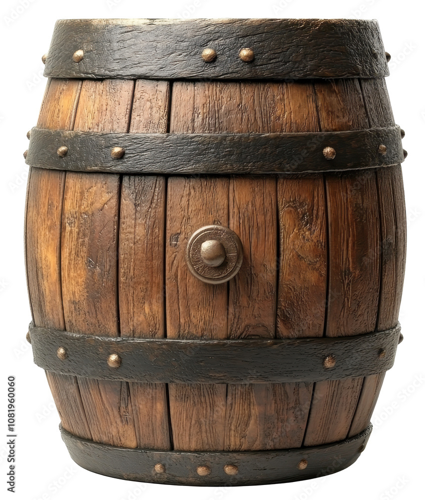 Fototapeta premium wooden barrel isolated on transparent background
