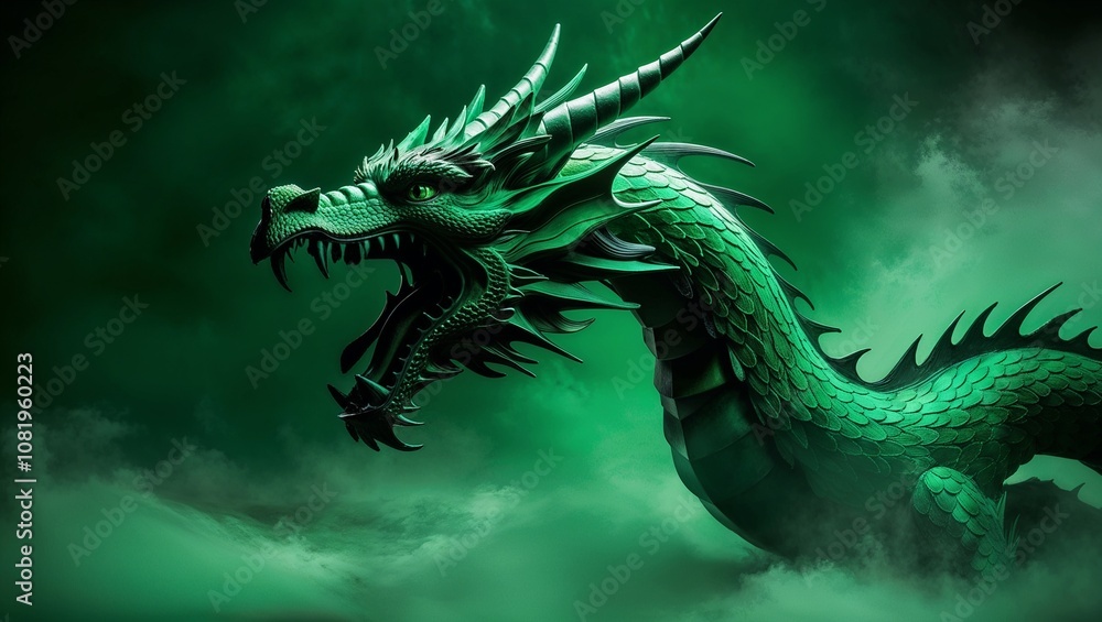 abstract green dragon background. fantasy dragon, digital art style, illustration painting. AI generated abstract green dragon background. fantasy dragon, digital art style, illustration painting. AI generated