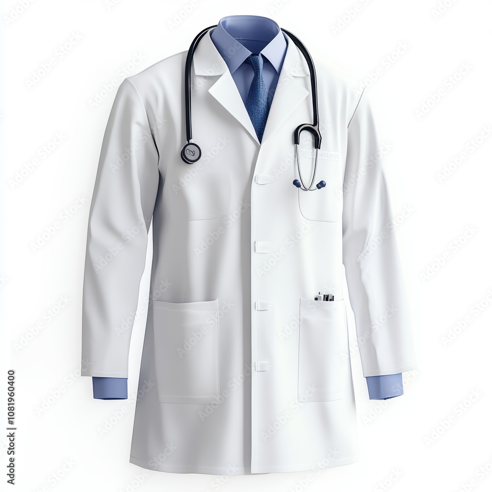Professional male doctor in a white coat with a stethoscope, ready for patient care. Professional male doctor in a white coat with a stethoscope, ready for patient care.