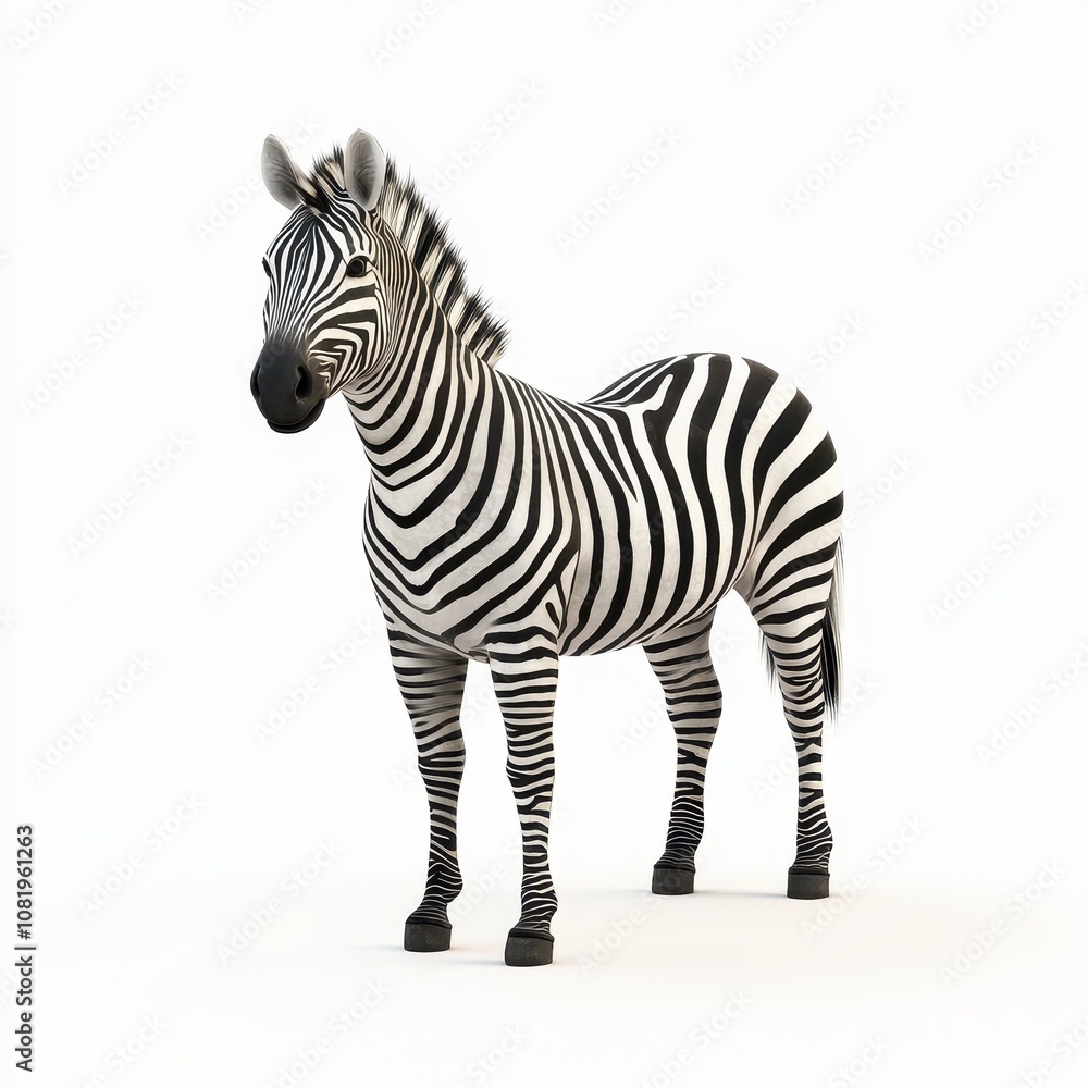Fototapeta premium Striking Zebra on White Background