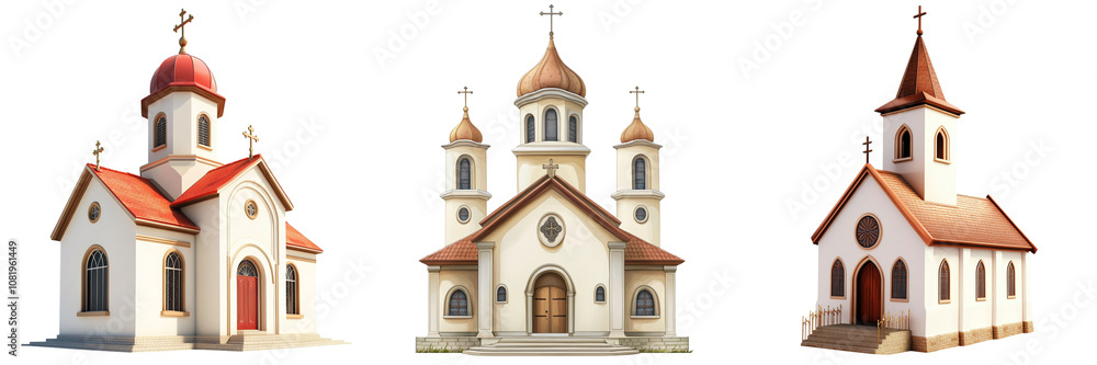 Set of Church of Christianity isolated on a transparent background Set of Church of Christianity isolated on a transparent background
