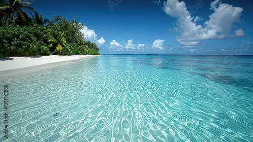 Fototapeta Naklejka Na Ścianę i Meble -  Pristine beach with crystal-clear turquoise waters